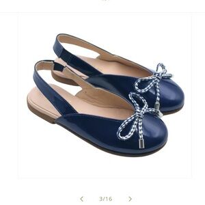 Amati Step brand 
Navy Blue Slingback Flats with Bow